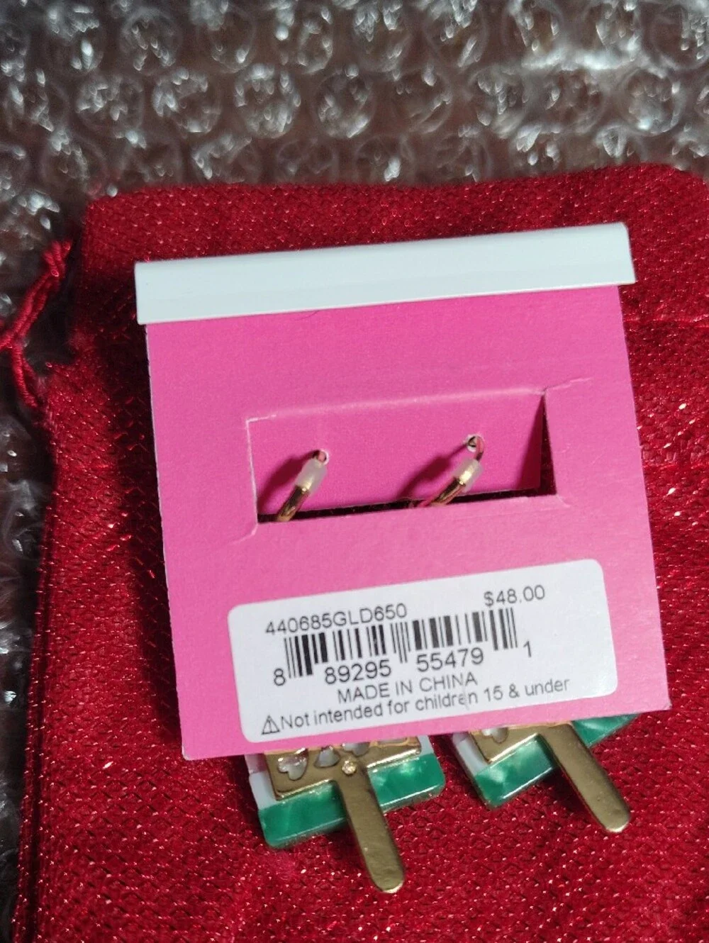 Betsey Johnson Pink Watermelon Popsicle Dangle Earrings (Gold Hooks)